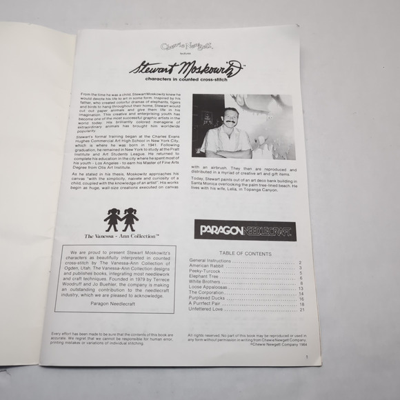 Paragon Stewart Moskowitz American Rabbit Funny Retro Cross Stitch Pattern Book - Picture 3 of 6